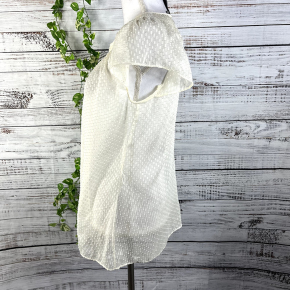 Girls From Savoy Anthropologie Blouse Top size 6 Cream Ivory Sheer Smocked Boho - Picture 10 of 12